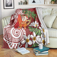 Polynesian Blanket Tropical Santa - Plumeria Red Vintage LT7 Red - Polynesian Pride