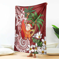 Polynesian Blanket Tropical Santa - Plumeria Red Vintage LT7 - Polynesian Pride