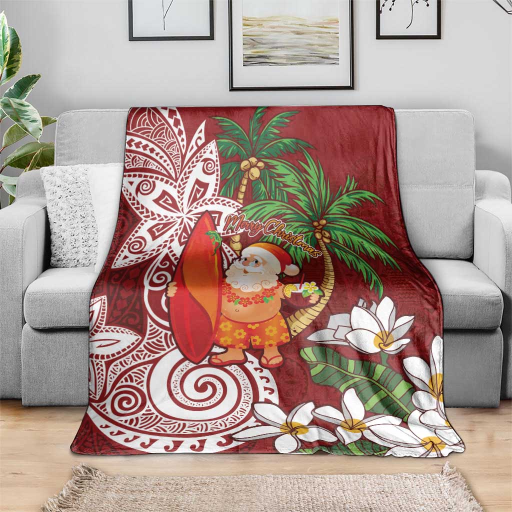 Polynesian Blanket Tropical Santa - Plumeria Red Vintage LT7 - Polynesian Pride