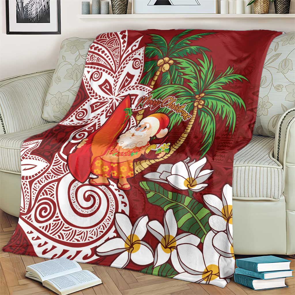 Polynesian Blanket Tropical Santa - Plumeria Red Vintage LT7 - Polynesian Pride