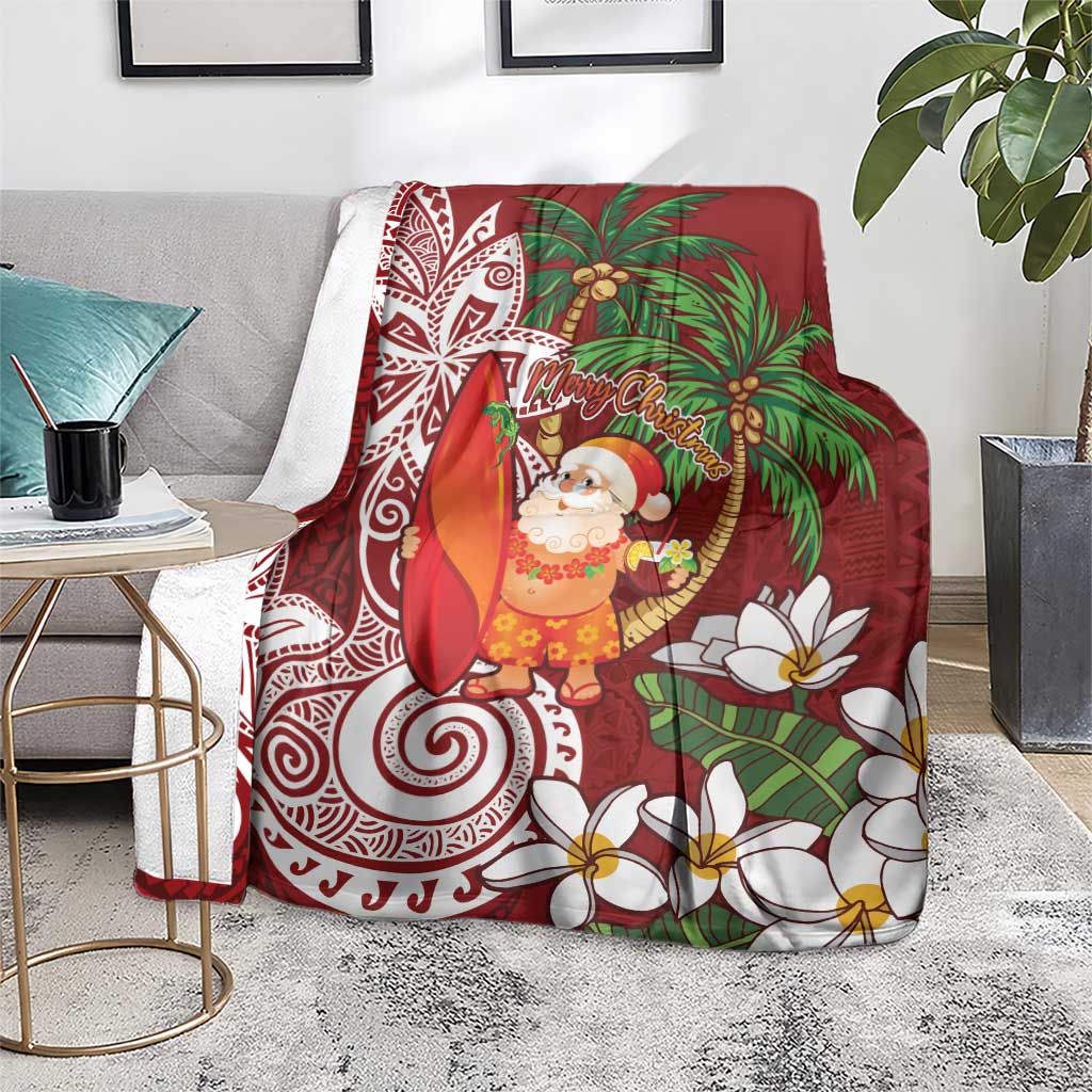 Polynesian Blanket Tropical Santa - Plumeria Red Vintage LT7 - Polynesian Pride