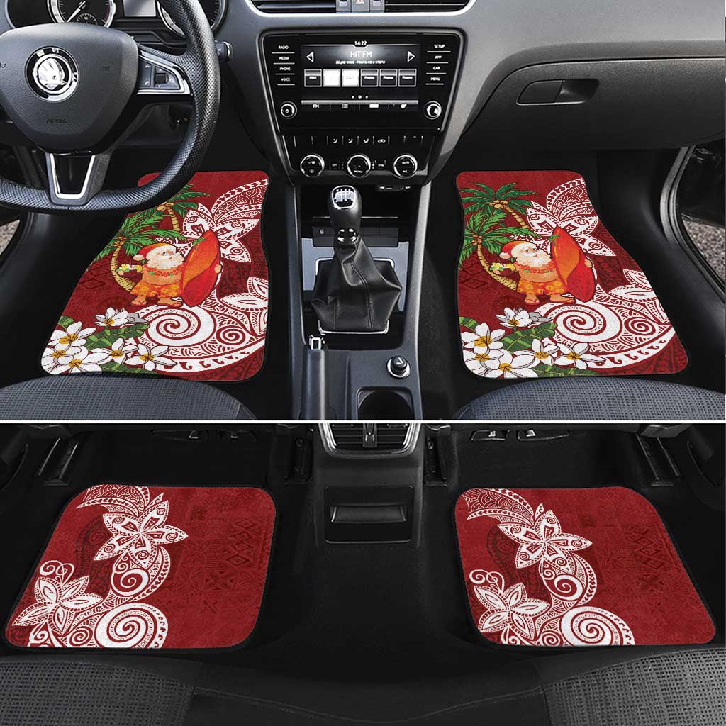 Polynesian Car Mats Tropical Santa - Plumeria Red Vintage LT7 Set 4pcs Red - Polynesian Pride