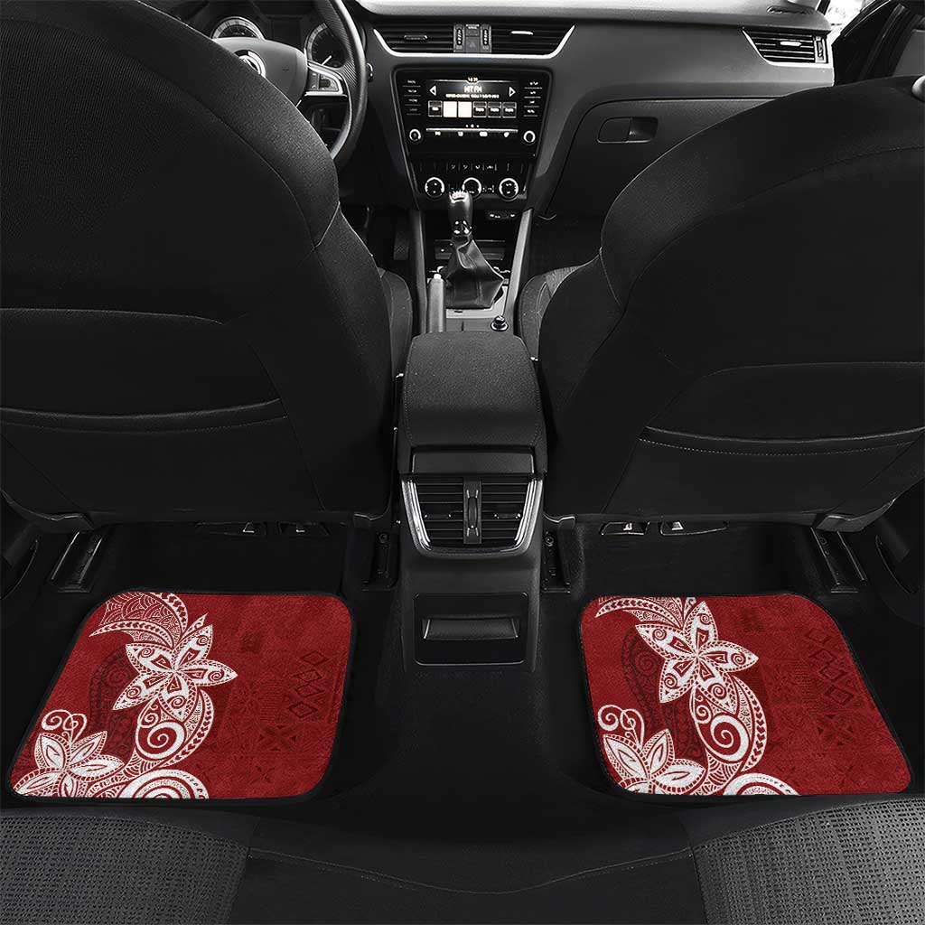 Polynesian Car Mats Tropical Santa - Plumeria Red Vintage LT7 Set 2pcs - Back Red - Polynesian Pride