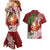 Polynesian Couples Matching Mermaid Dress and Hawaiian Shirt Tropical Santa - Plumeria Red Vintage