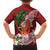 Polynesian Family Matching Long Sleeve Bodycon Dress and Hawaiian Shirt Tropical Santa - Plumeria Red Vintage