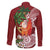 Polynesian Family Matching Long Sleeve Bodycon Dress and Hawaiian Shirt Tropical Santa - Plumeria Red Vintage