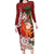 Polynesian Family Matching Long Sleeve Bodycon Dress and Hawaiian Shirt Tropical Santa - Plumeria Red Vintage