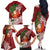 Polynesian Family Matching Off The Shoulder Long Sleeve Dress and Hawaiian Shirt Tropical Santa - Plumeria Red Vintage