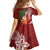 Polynesian Family Matching Off Shoulder Short Dress and Hawaiian Shirt Tropical Santa - Plumeria Red Vintage