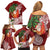 Polynesian Family Matching Off Shoulder Short Dress and Hawaiian Shirt Tropical Santa - Plumeria Red Vintage