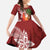 Polynesian Family Matching Short Sleeve Bodycon Dress and Hawaiian Shirt Tropical Santa - Plumeria Red Vintage