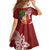 Polynesian Family Matching Short Sleeve Bodycon Dress and Hawaiian Shirt Tropical Santa - Plumeria Red Vintage