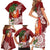 Polynesian Family Matching Short Sleeve Bodycon Dress and Hawaiian Shirt Tropical Santa - Plumeria Red Vintage