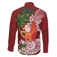 Polynesian Family Matching Tank Maxi Dress and Hawaiian Shirt Tropical Santa - Plumeria Red Vintage