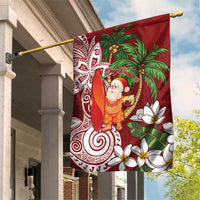 Polynesian Garden Flag Tropical Santa - Plumeria Red Vintage LT7 House Flag Red - Polynesian Pride