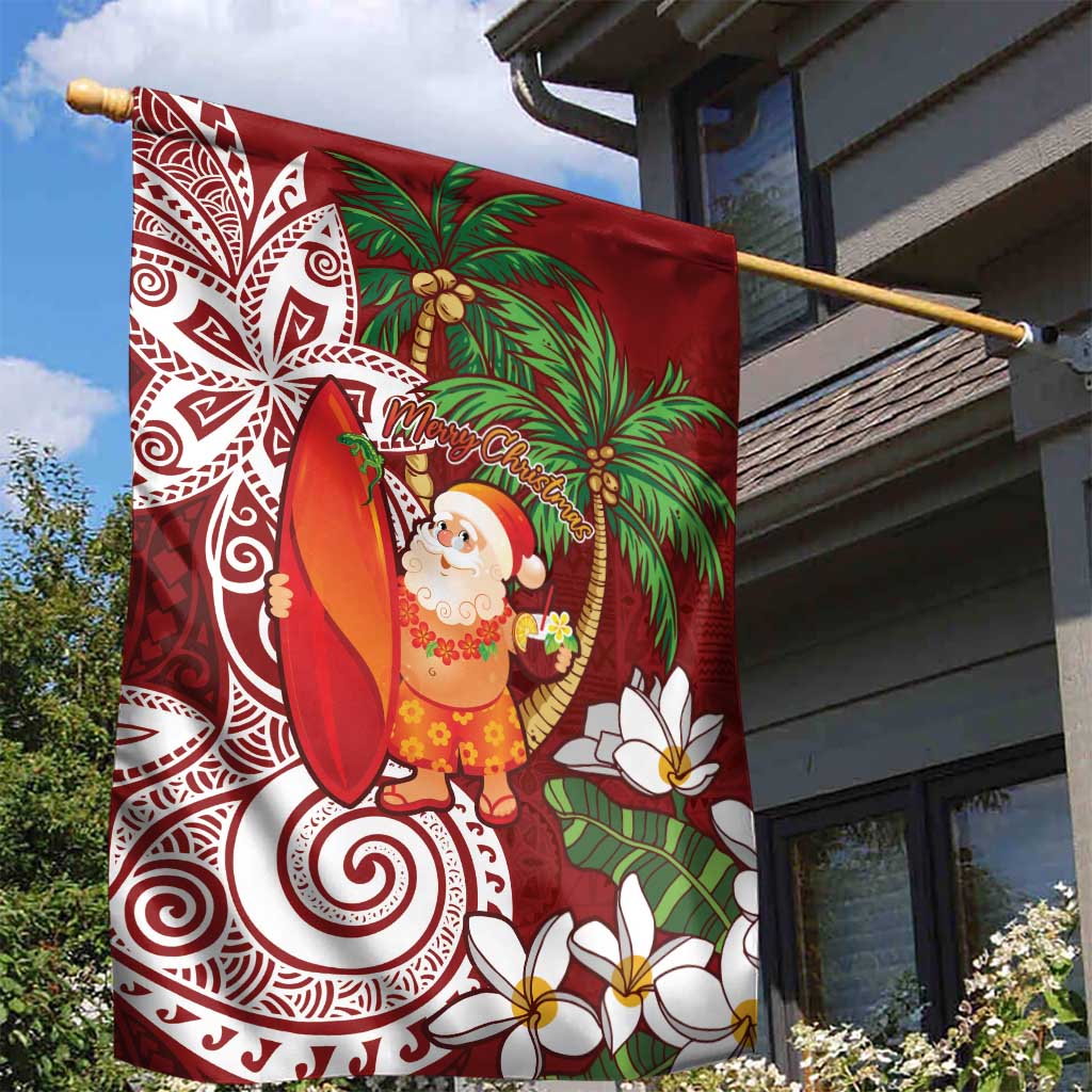 Polynesian Garden Flag Tropical Santa - Plumeria Red Vintage LT7 - Polynesian Pride