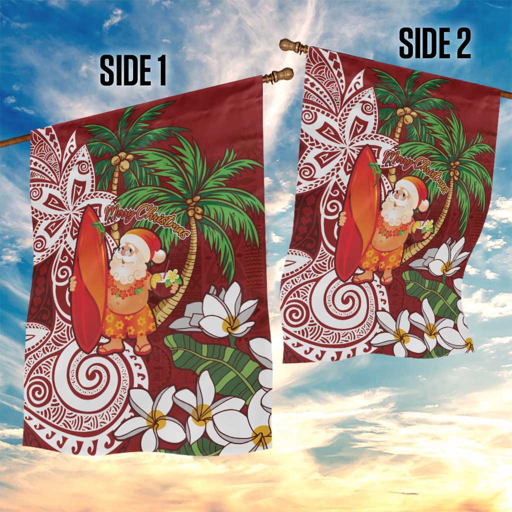 Polynesian Garden Flag Tropical Santa - Plumeria Red Vintage LT7 - Polynesian Pride