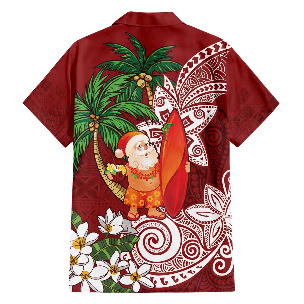 Polynesian Hawaiian Shirt Tropical Santa - Plumeria Red Vintage LT7 - Polynesian Pride