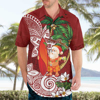 Polynesian Hawaiian Shirt Tropical Santa - Plumeria Red Vintage LT7 - Polynesian Pride