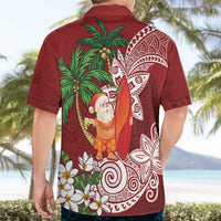 Polynesian Hawaiian Shirt Tropical Santa - Plumeria Red Vintage LT7 - Polynesian Pride