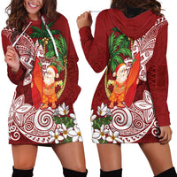 Polynesian Hoodie Dress Tropical Santa - Plumeria Red Vintage LT7 - Polynesian Pride