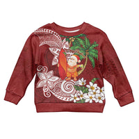 Polynesian Kid Ugly Christmas Sweater Tropical Santa - Plumeria Red Vintage