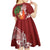 Polynesian Kid Short Sleeve Dress Tropical Santa - Plumeria Red Vintage