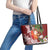 Polynesian Leather Tote Bag Tropical Santa - Plumeria Red Vintage