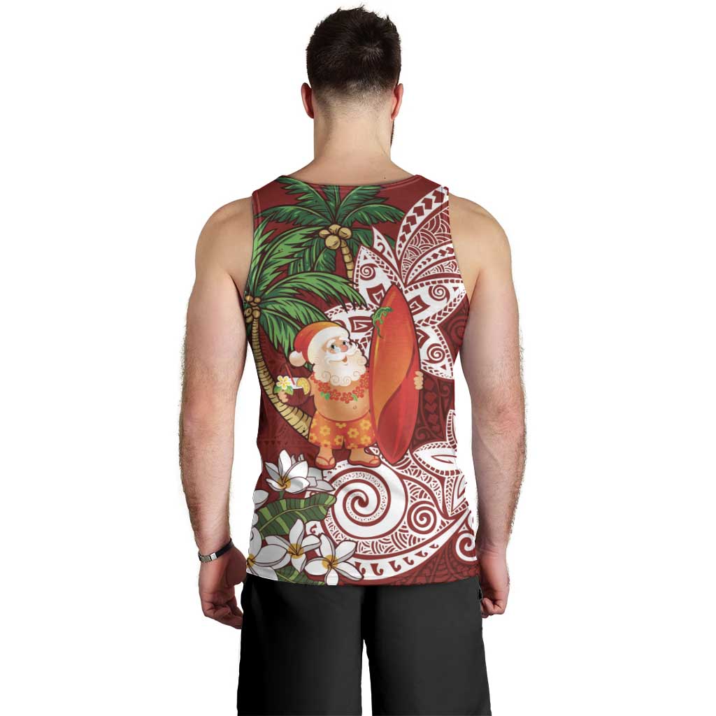 Polynesian Men Tank Top Tropical Santa - Plumeria Red Vintage LT7 - Polynesian Pride