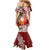 Polynesian Mermaid Dress Tropical Santa - Plumeria Red Vintage