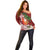 Polynesian Off Shoulder Sweater Tropical Santa - Plumeria Red Vintage