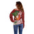 Polynesian Off Shoulder Sweater Tropical Santa - Plumeria Red Vintage