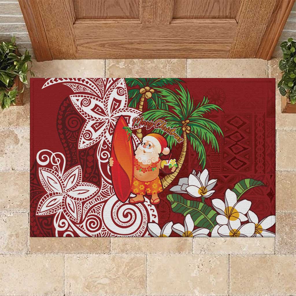 Polynesian Rubber Doormat Tropical Santa - Plumeria Red Vintage LT7 Red - Polynesian Pride
