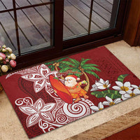 Polynesian Rubber Doormat Tropical Santa - Plumeria Red Vintage LT7 - Polynesian Pride
