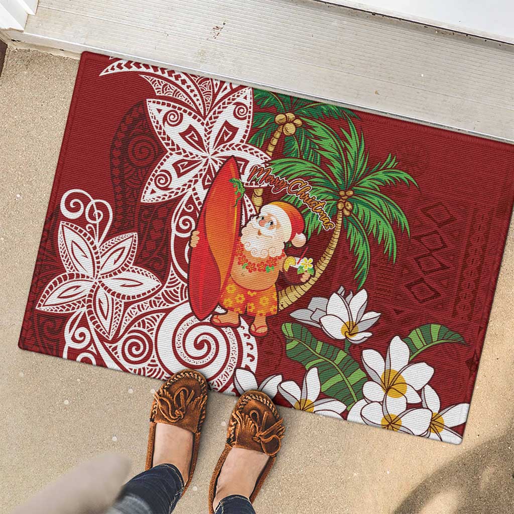 Polynesian Rubber Doormat Tropical Santa - Plumeria Red Vintage LT7 - Polynesian Pride