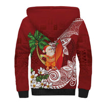 Polynesian Sherpa Hoodie Tropical Santa - Plumeria Red Vintage LT7 - Polynesian Pride