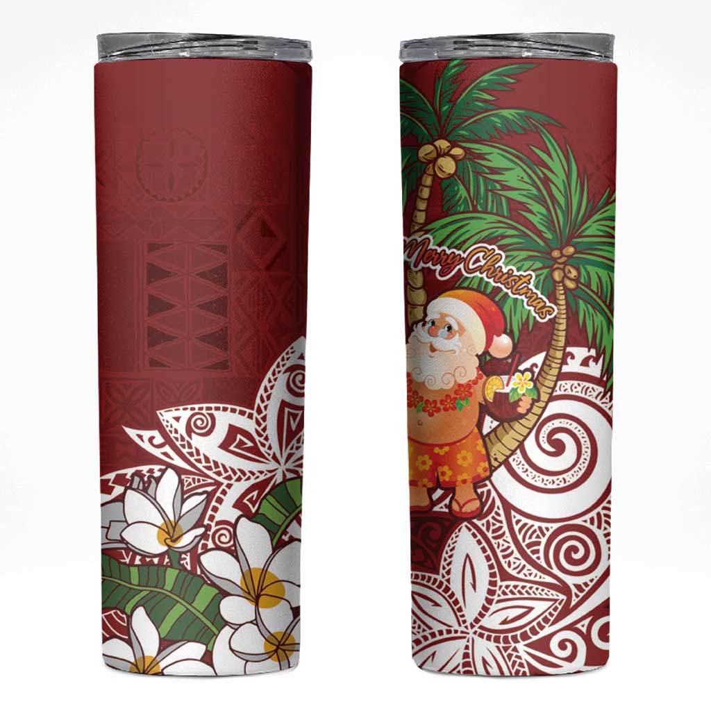 Polynesian Skinny Tumbler Tropical Santa - Plumeria Red Vintage