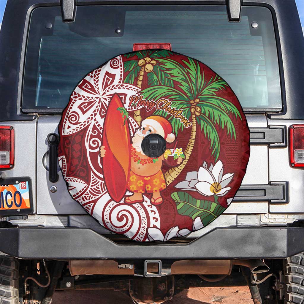 Polynesian Spare Tire Cover Tropical Santa - Plumeria Red Vintage LT7 Red - Polynesian Pride