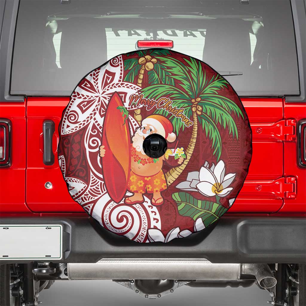 Polynesian Spare Tire Cover Tropical Santa - Plumeria Red Vintage LT7 - Polynesian Pride