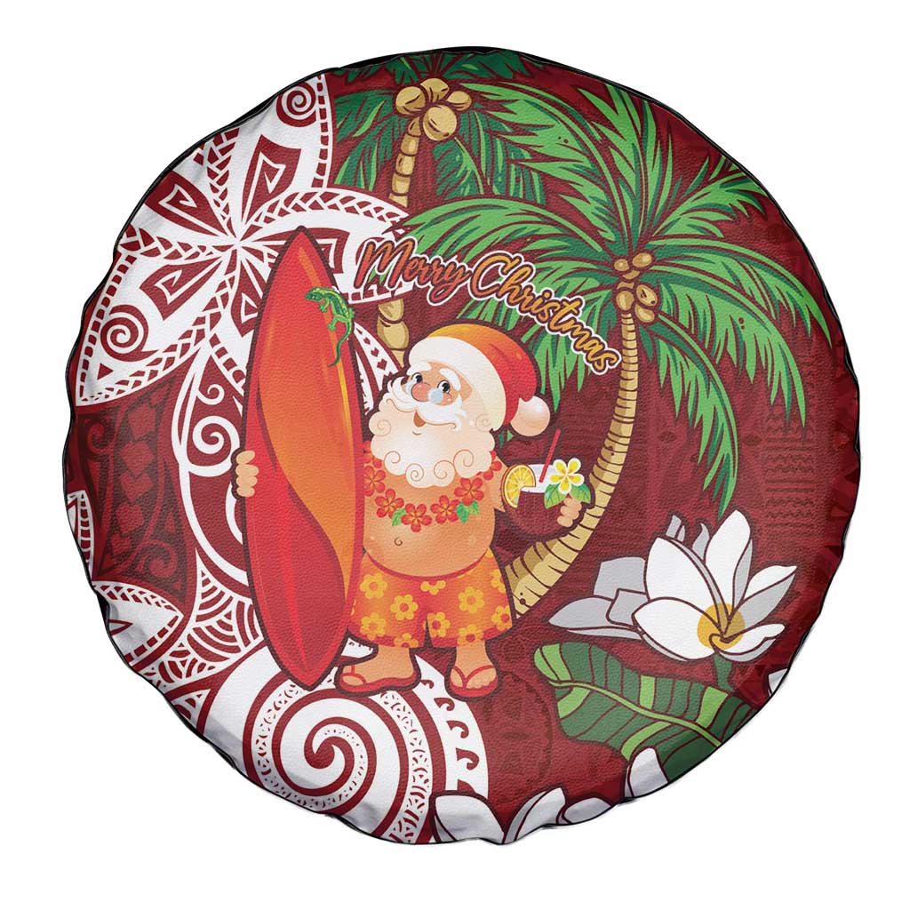 Polynesian Spare Tire Cover Tropical Santa - Plumeria Red Vintage LT7 - Polynesian Pride