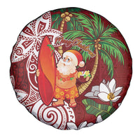Polynesian Spare Tire Cover Tropical Santa - Plumeria Red Vintage LT7 - Polynesian Pride