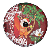 Polynesian Spare Tire Cover Tropical Santa - Plumeria Red Vintage LT7 - Polynesian Pride