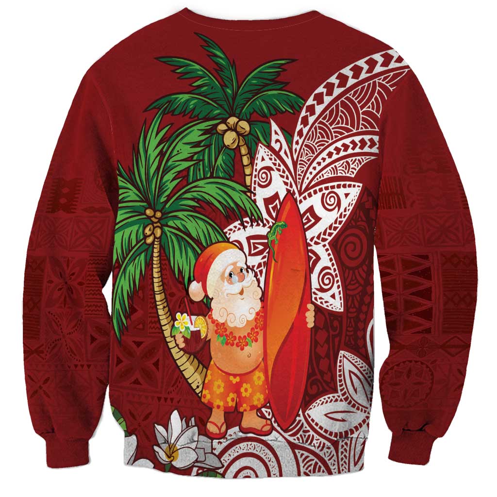 Polynesian Sweatshirt Tropical Santa - Plumeria Red Vintage LT7 - Polynesian Pride