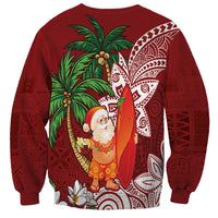 Polynesian Sweatshirt Tropical Santa - Plumeria Red Vintage LT7 - Polynesian Pride