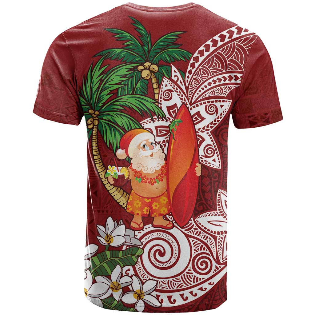 Polynesian T Shirt Tropical Santa - Plumeria Red Vintage LT7 - Polynesian Pride