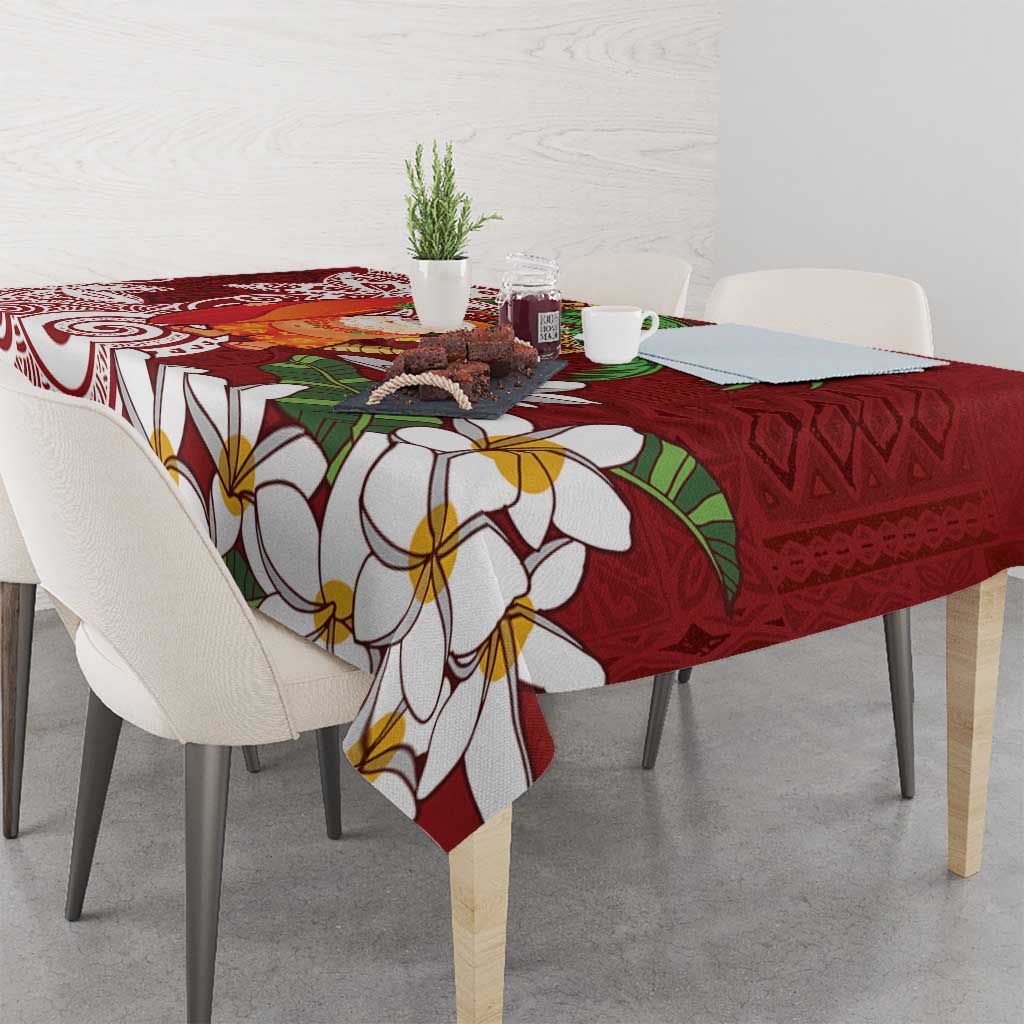 Polynesian Tablecloth Tropical Santa - Plumeria Red Vintage LT7 - Polynesian Pride
