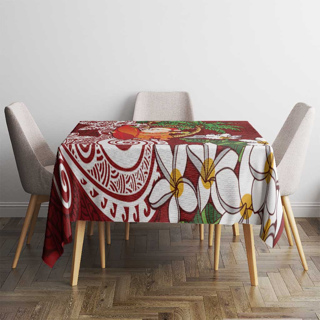 Polynesian Tablecloth Tropical Santa - Plumeria Red Vintage LT7 - Polynesian Pride