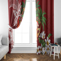 Polynesian Window Curtain Tropical Santa - Plumeria Red Vintage LT7 - Polynesian Pride