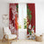 Polynesian Window Curtain Tropical Santa - Plumeria Red Vintage