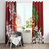 Polynesian Window Curtain Tropical Santa - Plumeria Red Vintage LT7 - Polynesian Pride